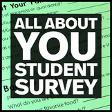 All About Me Questions First Day of School - Student Surve