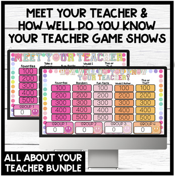 Preview of All About Your Teacher Game Show Bundle | How Well Do You Know Your Teacher