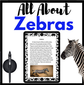 Preview of All About Zebras Thematic Non-Fiction Animal Unit Zoo Animal Research Digital