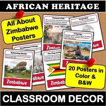 Preview of All About Zimbabwe Posters | African Heritage Classroom Decor Black History