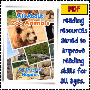 Preview of Zoo Animal Emergent early reader ebook Kindergarten reading comprehension ebook