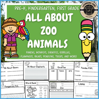 Preview of All About Zoo Animals Reports Zoo Writing Bundle PreK Kindergarten First TK