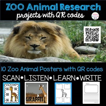 Preview of All About Zoo Animals Research Project-with QR codes