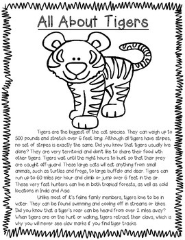 All About Zoo Animals-TIGER (crafts, vocab, informative text, and much ...
