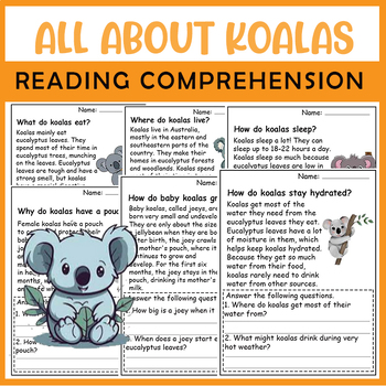 Preview of All About koala| koala Life Cycle | Science Reading Comprehensions