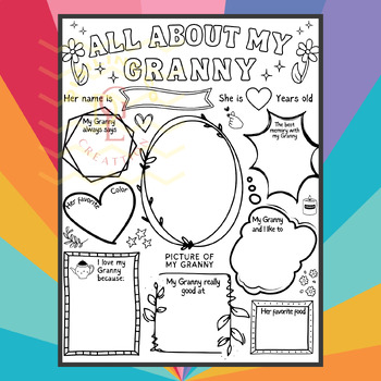 Preview of All About me & Granny Family Book Reading passages writing craft coloring pages