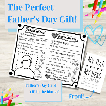 All About My Dad- Fill In The Blanks Card (Front Cover Included!) by ...