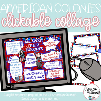 All About the American Colonies Clickable Collage Distance Learning Project
