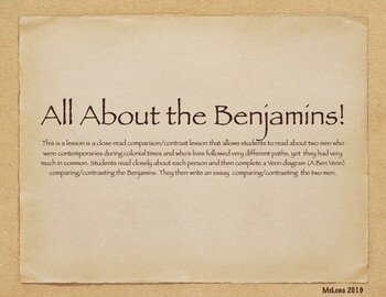 Preview of All About the Benjamins! Compare/Contrast Reading Unit