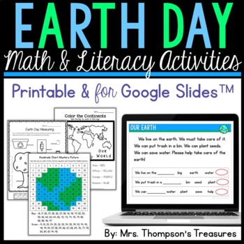 Preview of Earth Day Math & Literacy Activities - Printable & Digital