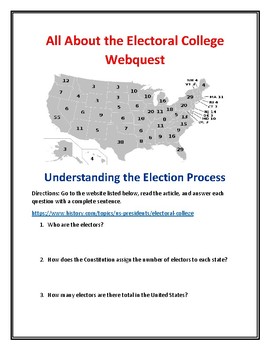 Preview of All About the Electoral College Webquest (With Answer Key!)