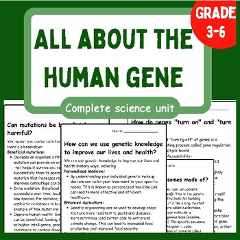 Preview of All About the Human Gene | Reading passages | Activities | Posters