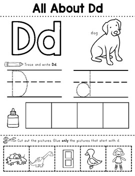 All About the Letter Worksheet, Trace and Write, Beginning Sound Cut ...