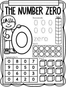 all about the number zero no prep kindergarten math printables tpt