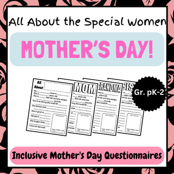 Preview of All About the Special Women: Inclusive Mother's Day Questionnaires (Pre-K-2)
