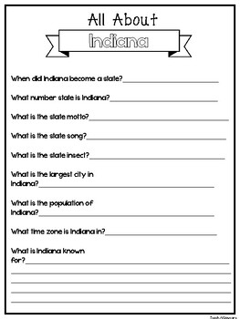 all about the state indiana worksheets 2nd 5th grade us geography and history