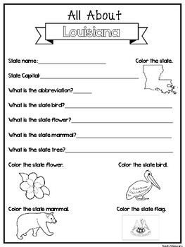 All About the State Louisiana Worksheets. 2nd-5th Grade US Geography and History