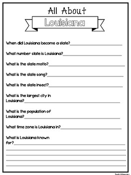 all about the state louisiana worksheets 2nd 5th grade us geography and history