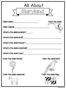 all about the state maryland worksheets 2nd 5th grade us geography and history