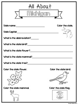 All About The State Michigan Worksheets 2nd 5th Grade Us Geography And History