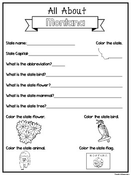 All About The State Montana Worksheets 2nd 5th Grade Us Geography And History