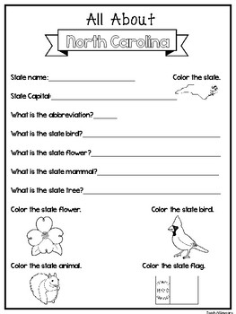 All About the State North Carolina Worksheets. 2nd-5th Grade US
