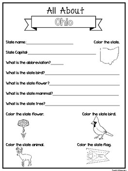 All About the State Ohio Worksheets. 2nd-5th Grade US Geography and