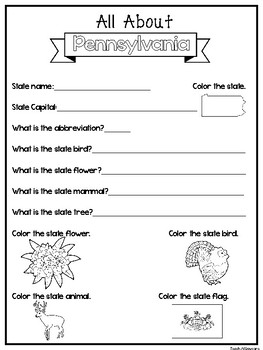All About The State Pennsylvania Worksheets 2nd 5th Grade Us Geography History