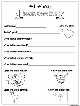 All About The State South Carolina Worksheets 2nd 5th Grade Us Geography