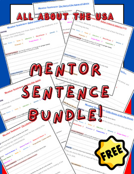 Preview of All About the USA Mentor Sentence Bundle! FREE!