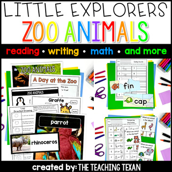 Preview of All About Zoo Animals, Giraffes, Elephants | Non-Fiction Literacy, Math, Science