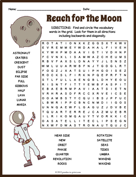 All About the Moon Word Search Worksheet by Puzzles to Print | TpT