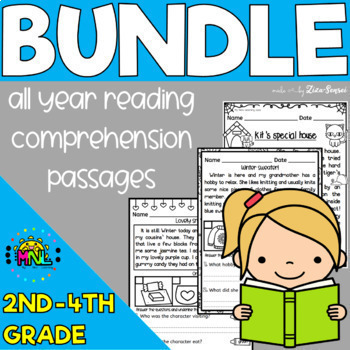 Preview of All Access Reading Comprehension Passages Questions & Prompts Worksheets BUNDLE