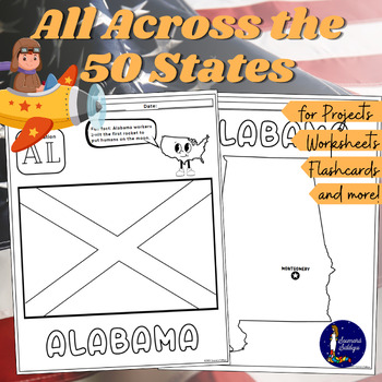 Preview of All Across The 50 States Worksheets & Flash Cards
