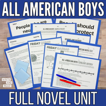 Preview of All American Boys Printable Novel Unit Bundle - Novel Study - No Prep