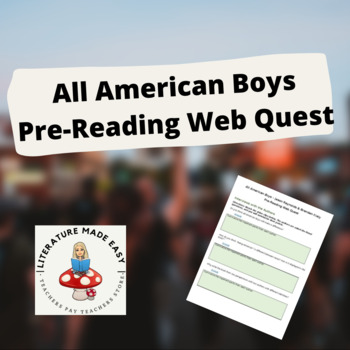 Preview of All American Boys - Pre-Reading Web Quest