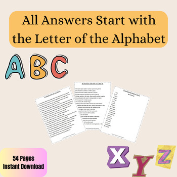 Preview of Divergent Naming Tasks All Answers Start with the Letter of the Alphabet