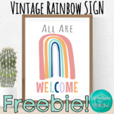 All Are Welcome Vintage Rainbow Free Classroom Signs