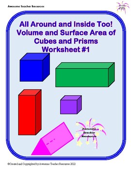 Preview of All Around & Inside, Too! Volume & Surface Area of Cubes & Prisms Worksheet #1