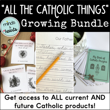 Preview of All Catholic Things Growing Bundle - Handwriting, Comprehension, Decor + MORE!