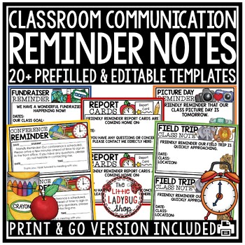 Preview of Editable Parent Teacher Conference Reminder Notes Slips Class Field Day Trip