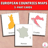 European countries maps Montessori 3-part cards