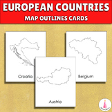 European Countries Maps Outlines Cards