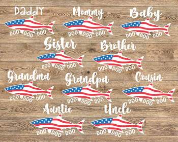 Preview of All Family Shark USA Flag Doo Doo Doo SVG Mother's Day Mom 4th of July 1451S