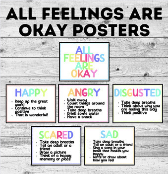Preview of All Feelings Are Okay | Emotions Classroom Posters | Social Emotional Learning