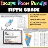 Fifth Grade Math Escape Room BUNDLE: Fractions, PEMDAS, Mu