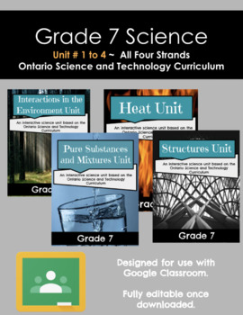 Preview of Year Long Gr. 7 Science Units (Ontario Based Curriculum, Google Classroom Ready)