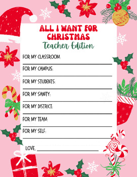 Preview of All I Want For Christmas: Teacher Edition