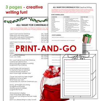 All I Want for Christmas Is You, Creative Writing Minilesson Grades 6 ...