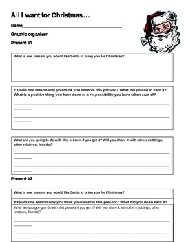 Preview of All I want for Christmas...graphic organizer for a persuasive letter to Santa